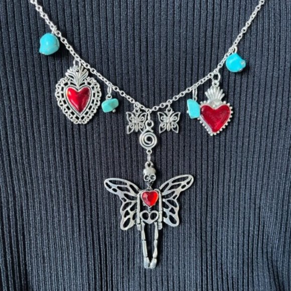 Handmade Day Of The Dead  "SKELEYFLY"  Necklace - Picture 5 of 5